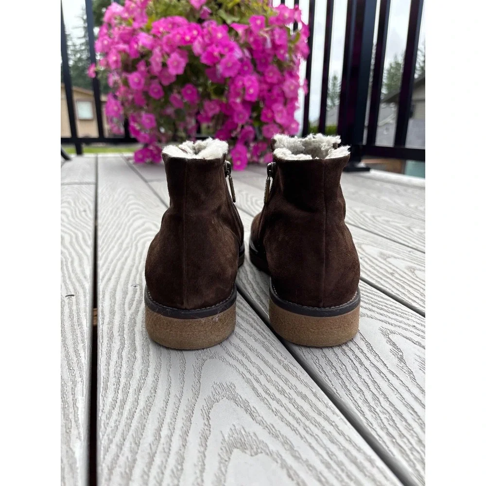 Italeau Waterproof Foliana Suede Round Toe‎ Ankle Zip Booties US Size 10.5